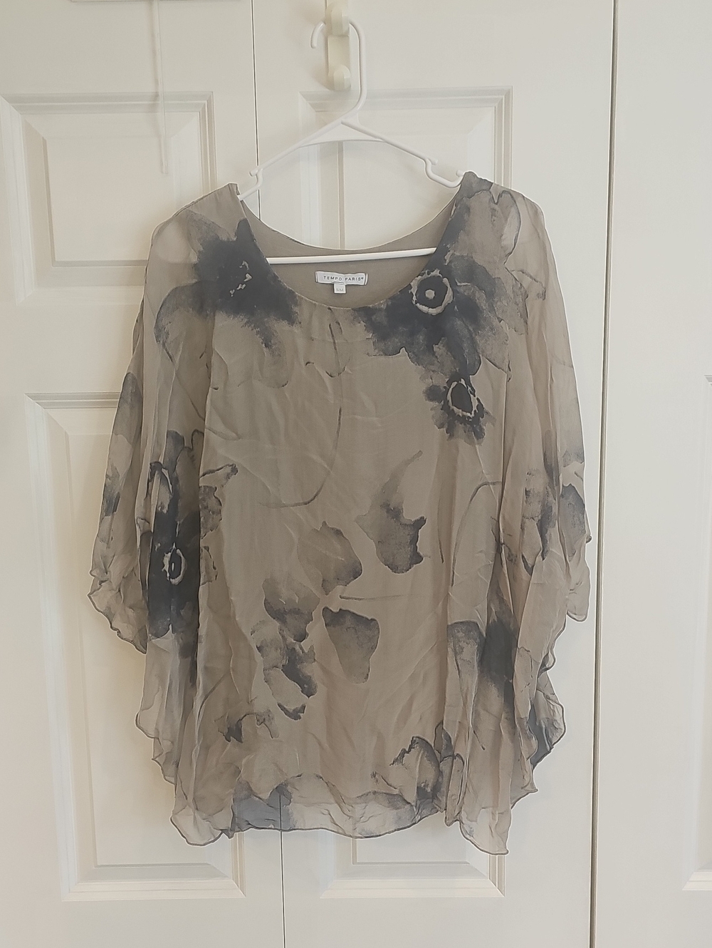 Tempo Paris Olive & Black Sheer Floral Tunic